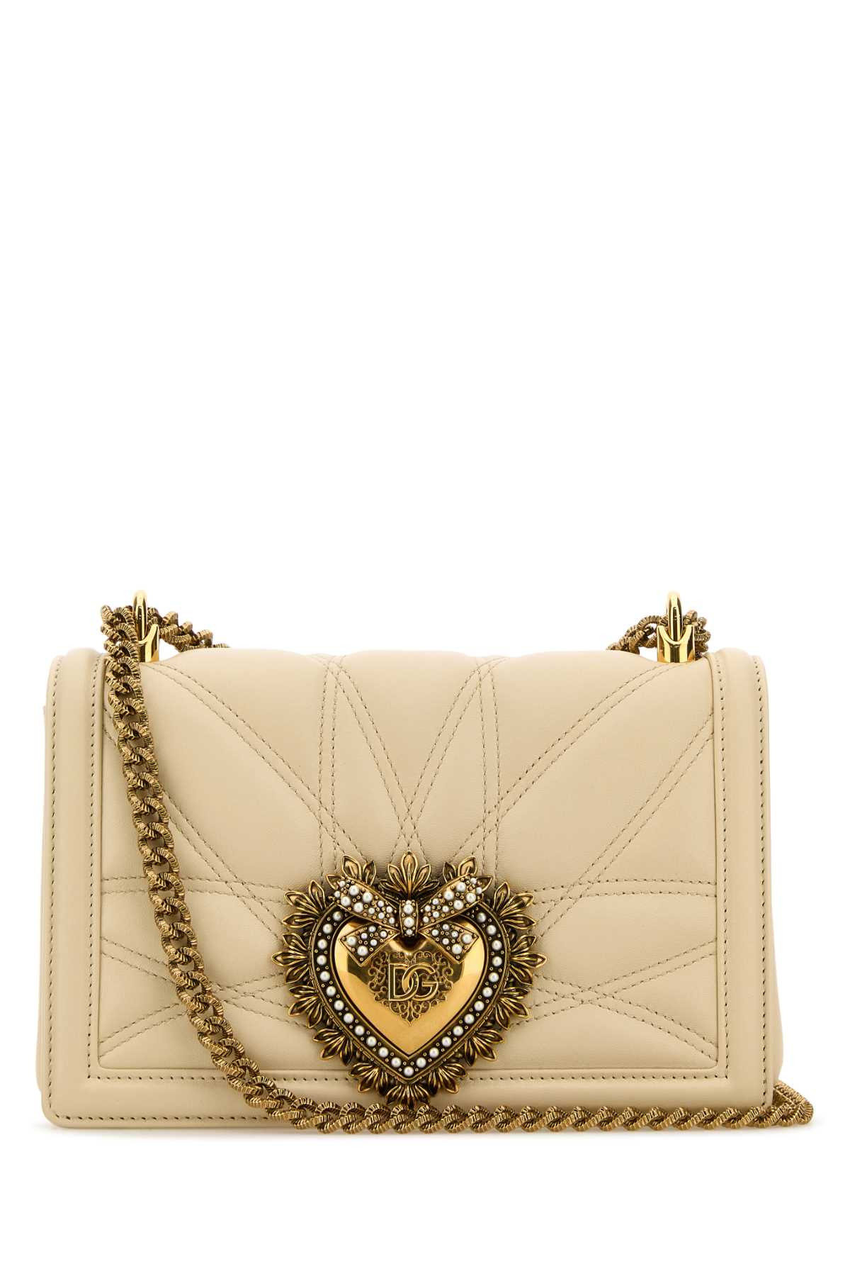 Dolce & Gabbana Women Ivory Nappa Leather Devotion Shoulder Bag - 1
