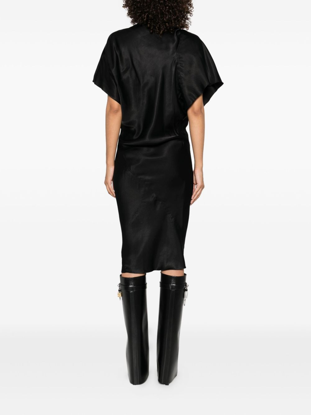draped one-shoulder midi dress - 4