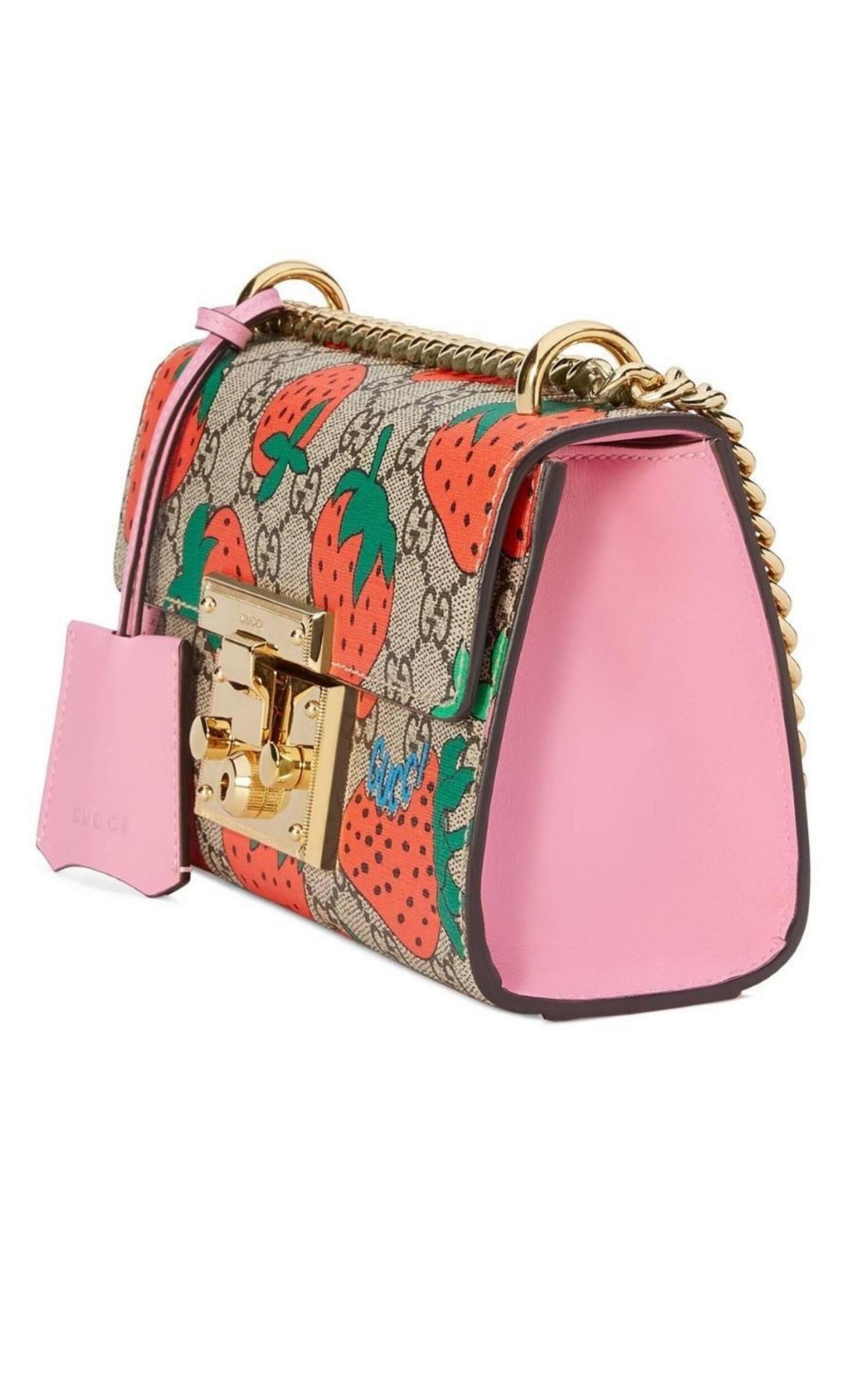Padlock Gg Strawberry Small Shoulder Bag - 3