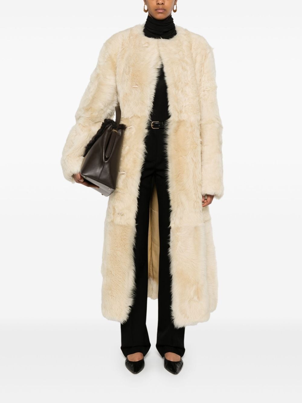 silky shearling coat - 2