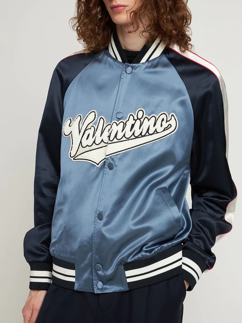 シルク★ツイル★ジャケット★ VALENTINO GARAVANI Valentino LOGO PATCH VISCOSE & COTTON JACKET | luisaviaroma
