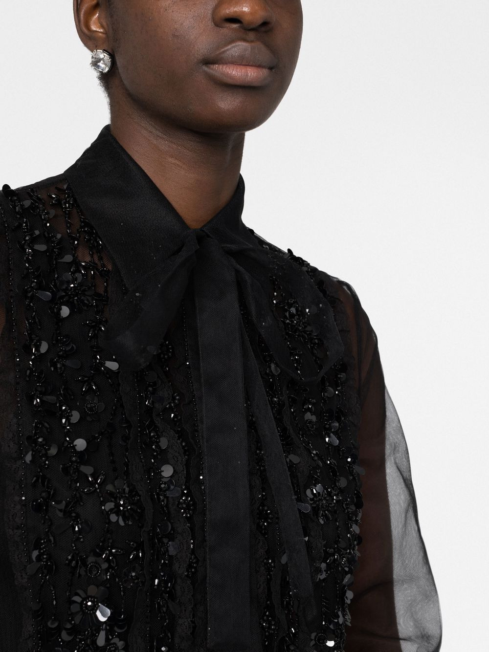 lace-embroidered sheer top - 5