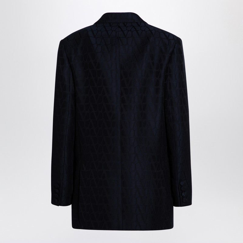 Valentino Navy Blue Double-Breasted Jacket Toile Iconographe Women - 2
