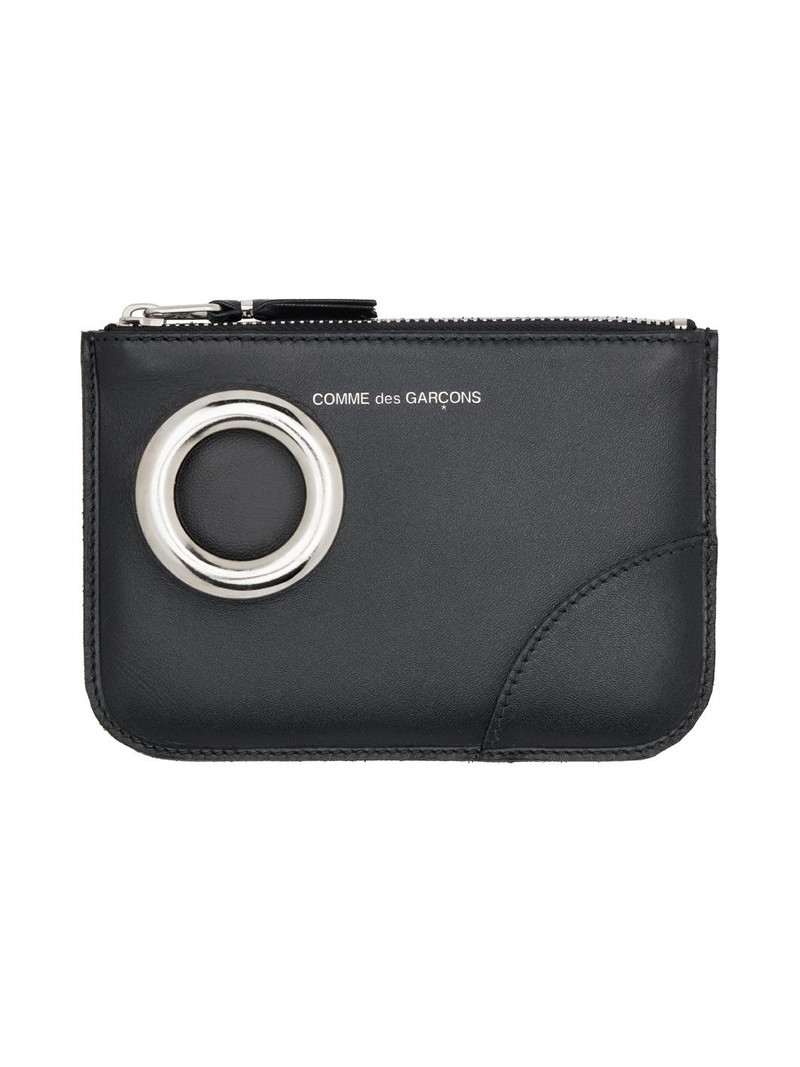 Black Silver Eyelet Wallet Pouch - 1