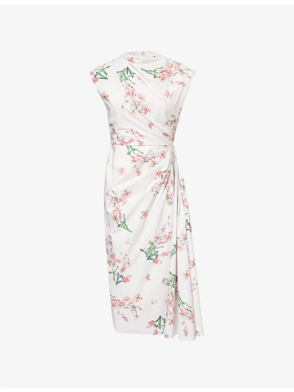 Floral Short-Sleeve Cotton Midi Dress - 1
