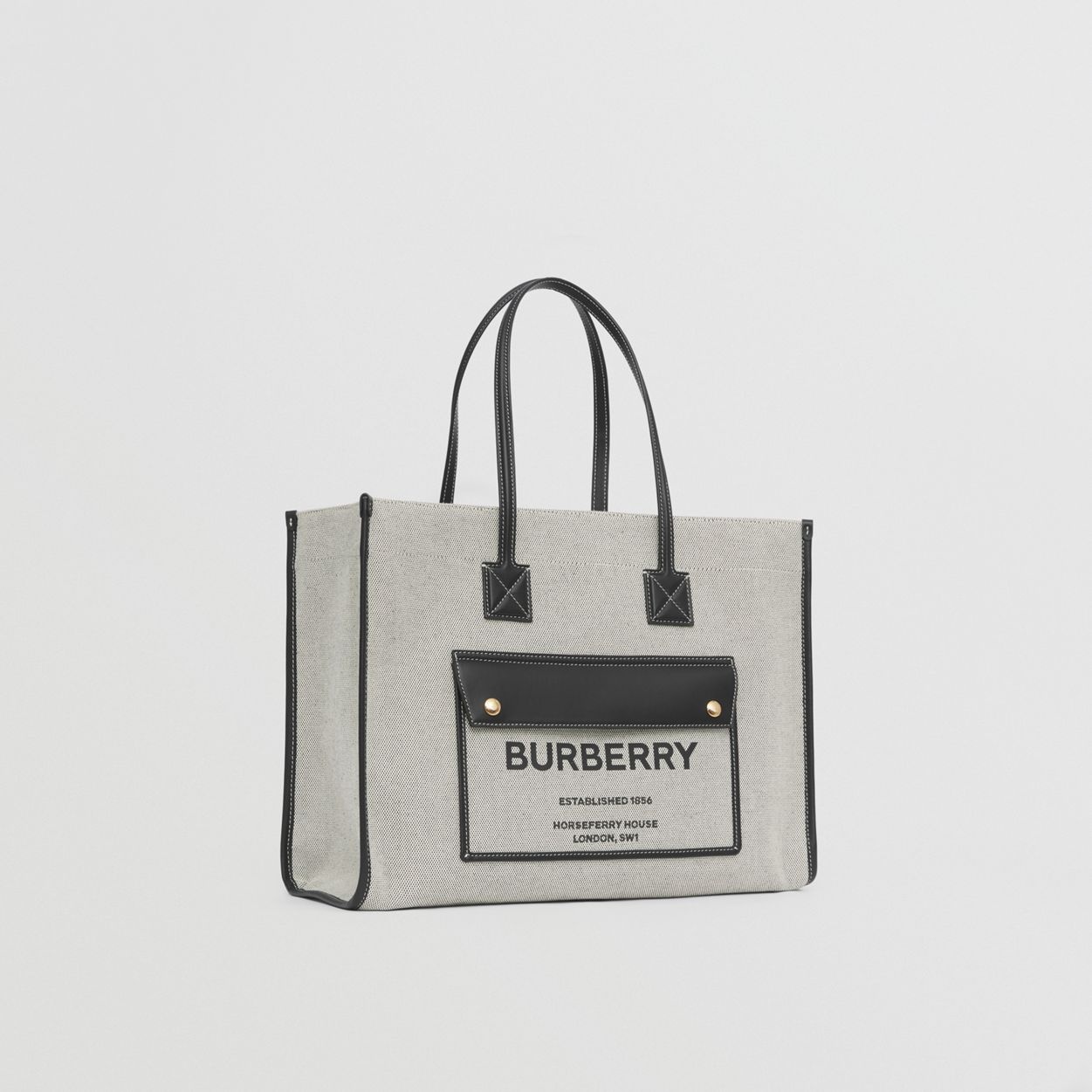 Medium Two-tone Canvas and Leather Freya Tote - 7