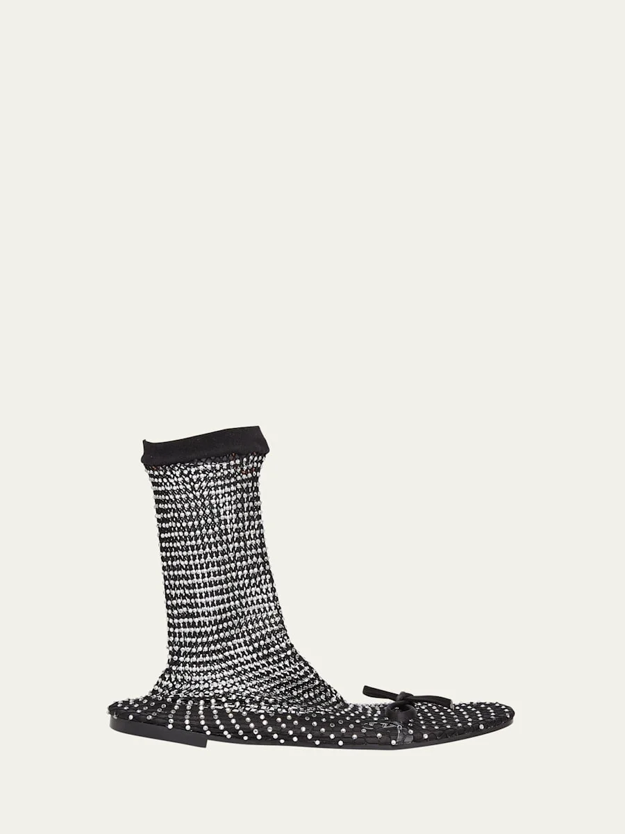 Leopold Embellished Mesh Bootie Flats - 1