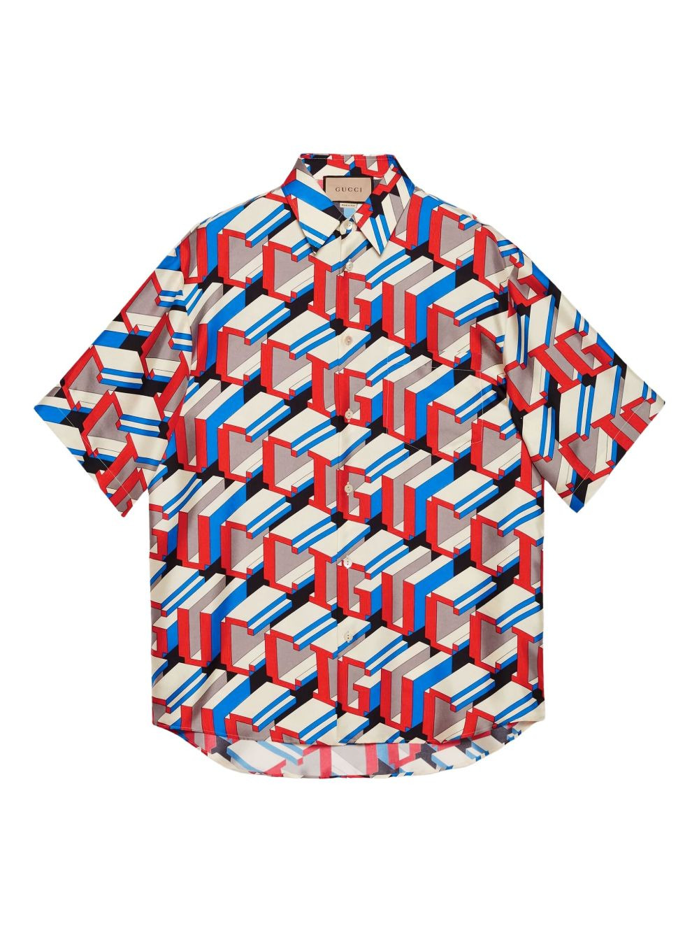 logo-print silk shirt - 1