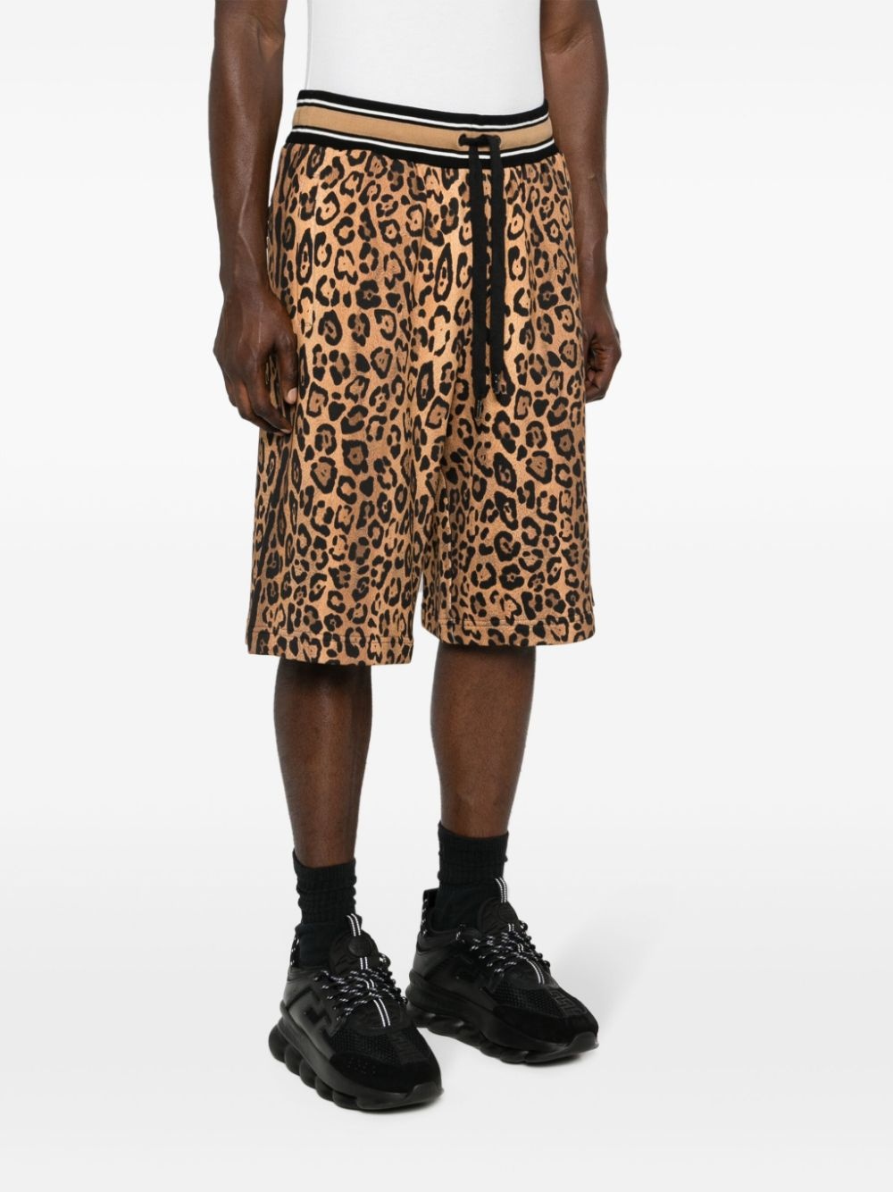 cheetah-print track shorts - 3