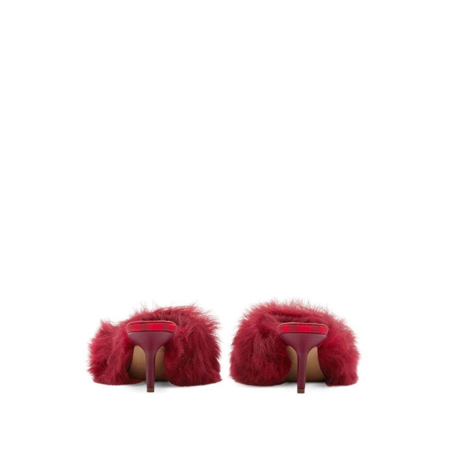 Burberryminnie 65MM Heel Open-Toe Shearling Sandals - 3