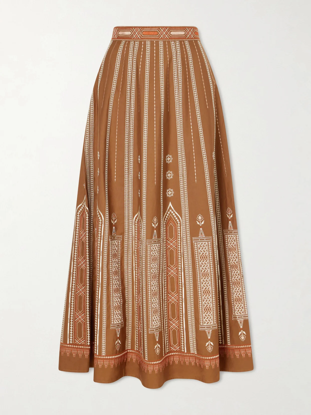 Camille Embroidered Cotton-blend Midi Skirt - 1
