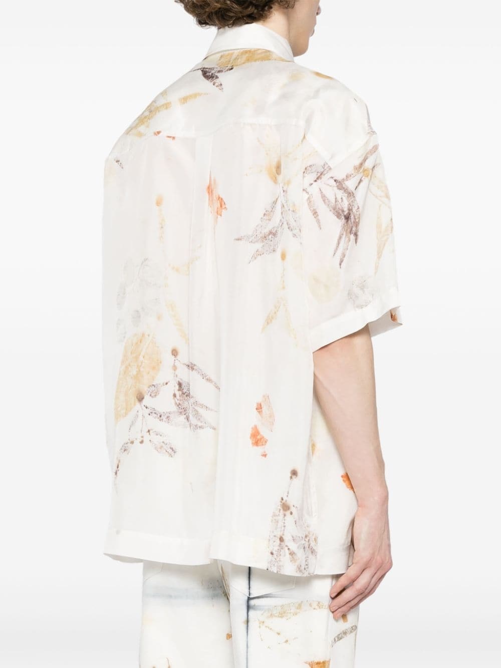 leaf-print silk shirt - 4