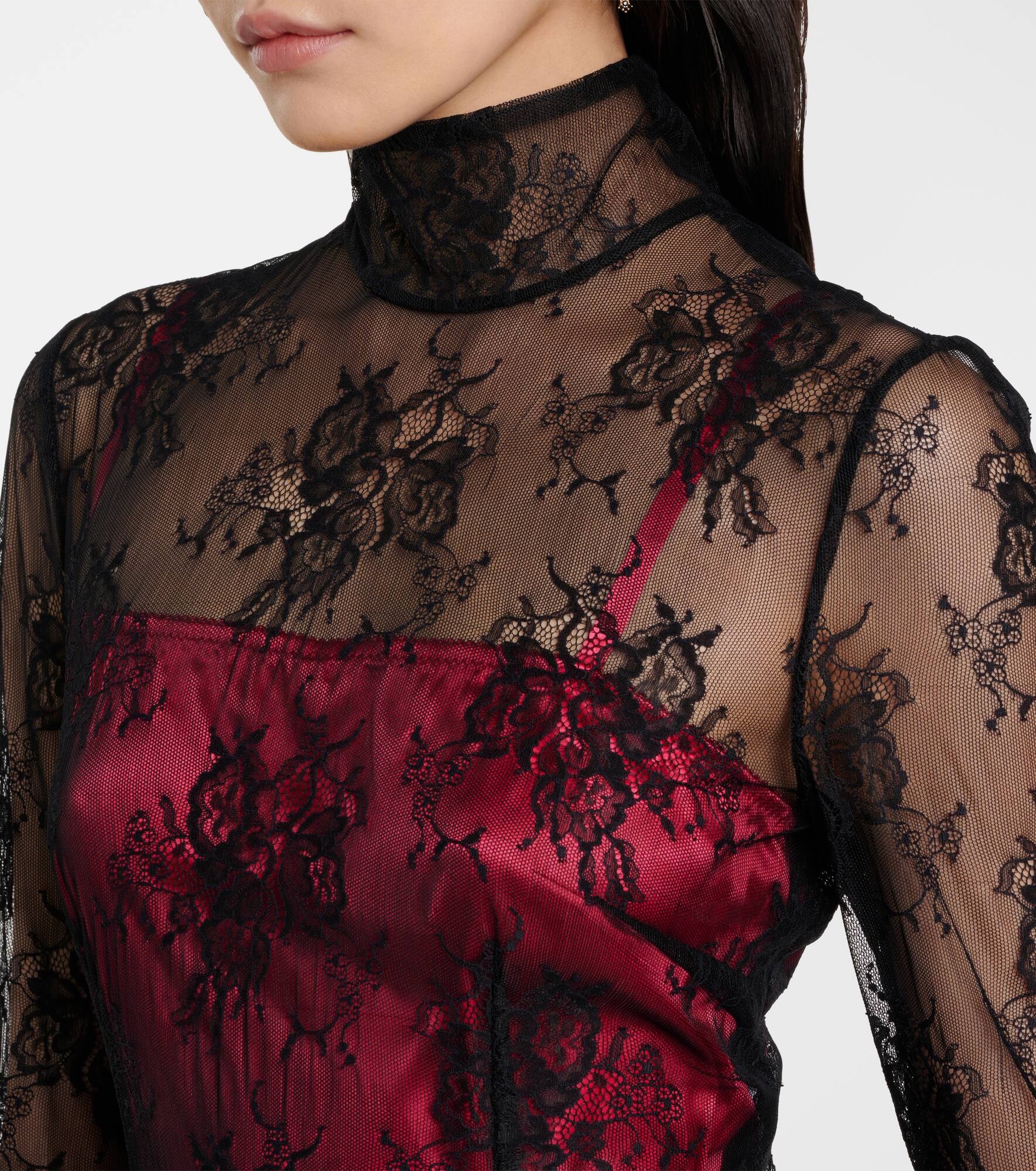 Floral lace midi dress - 4