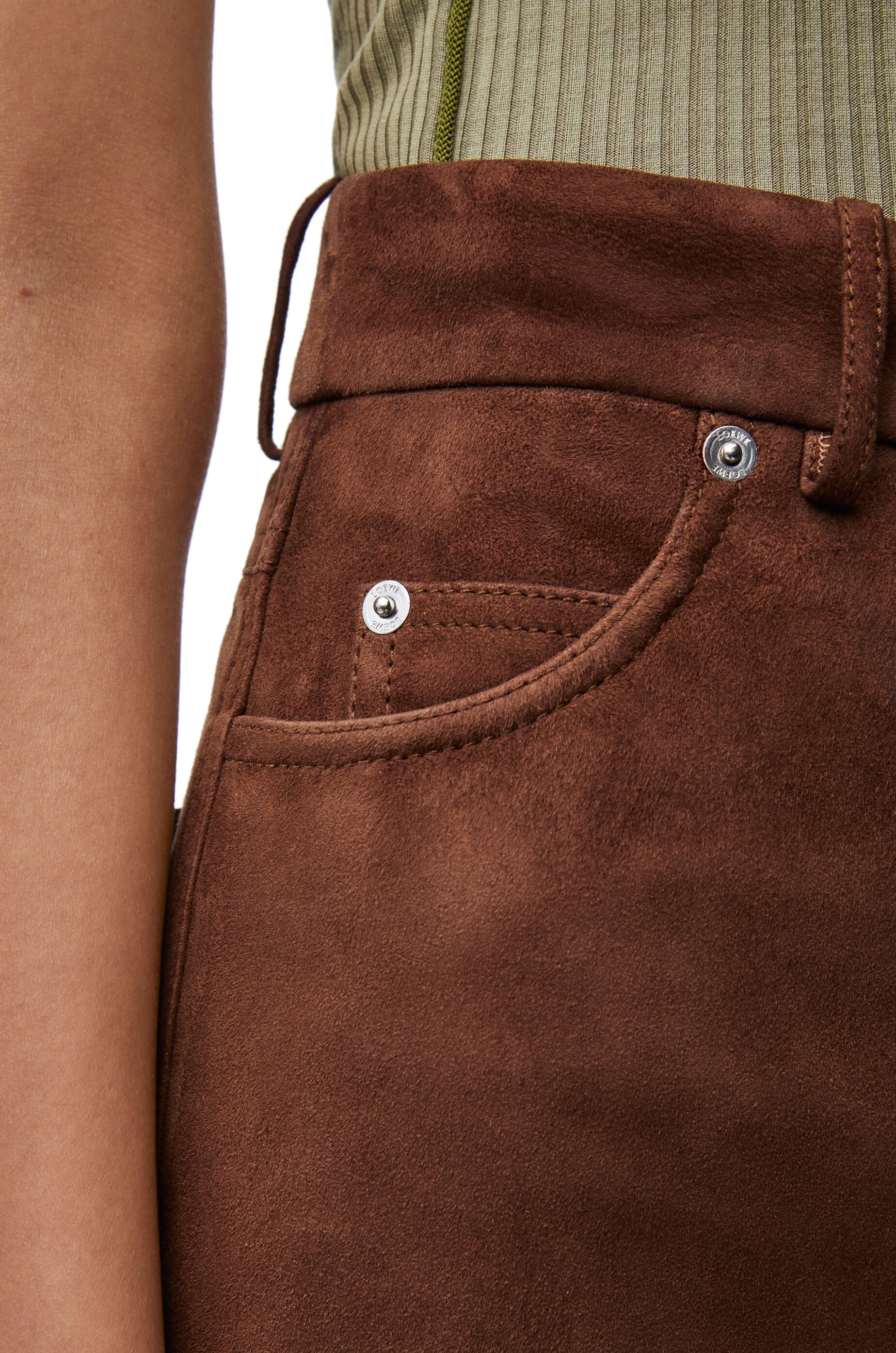 High waisted trousers in suede - 5