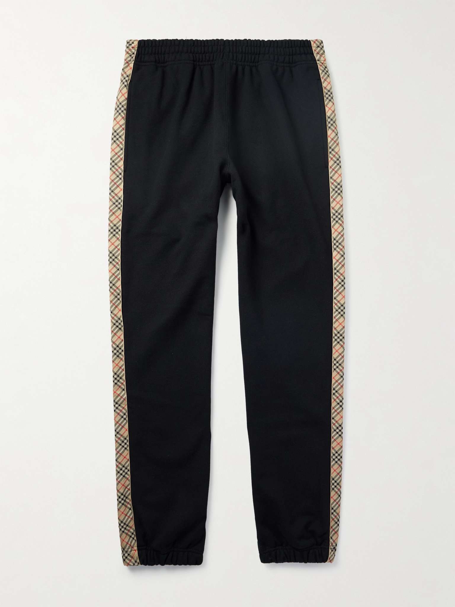 Tapered Logo-Embroidered Checked Cotton-Jersey Sweatpants - 1