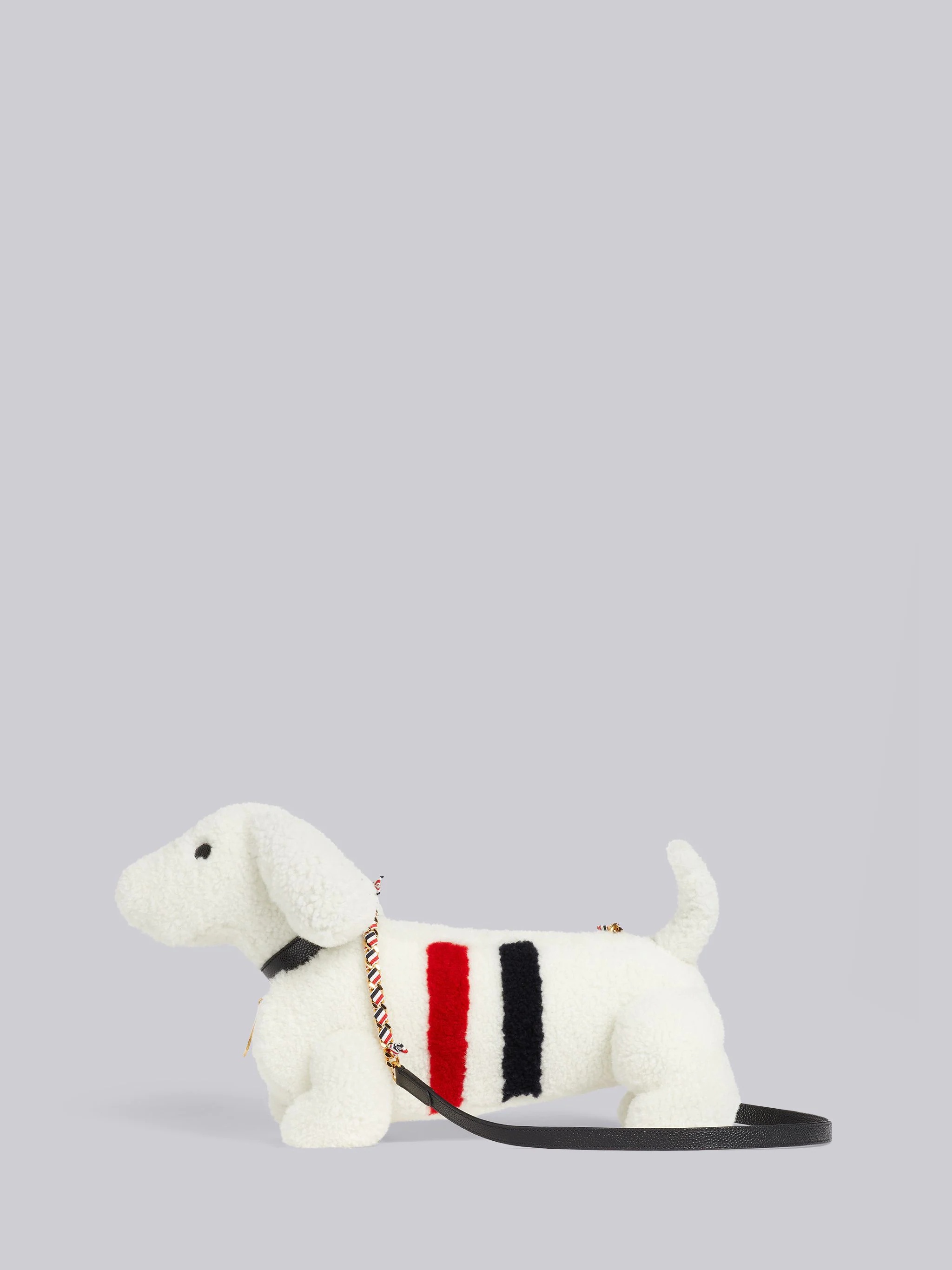 White Curly Merino Shearling Intarsia Stripe Mini Hector Bag - 1