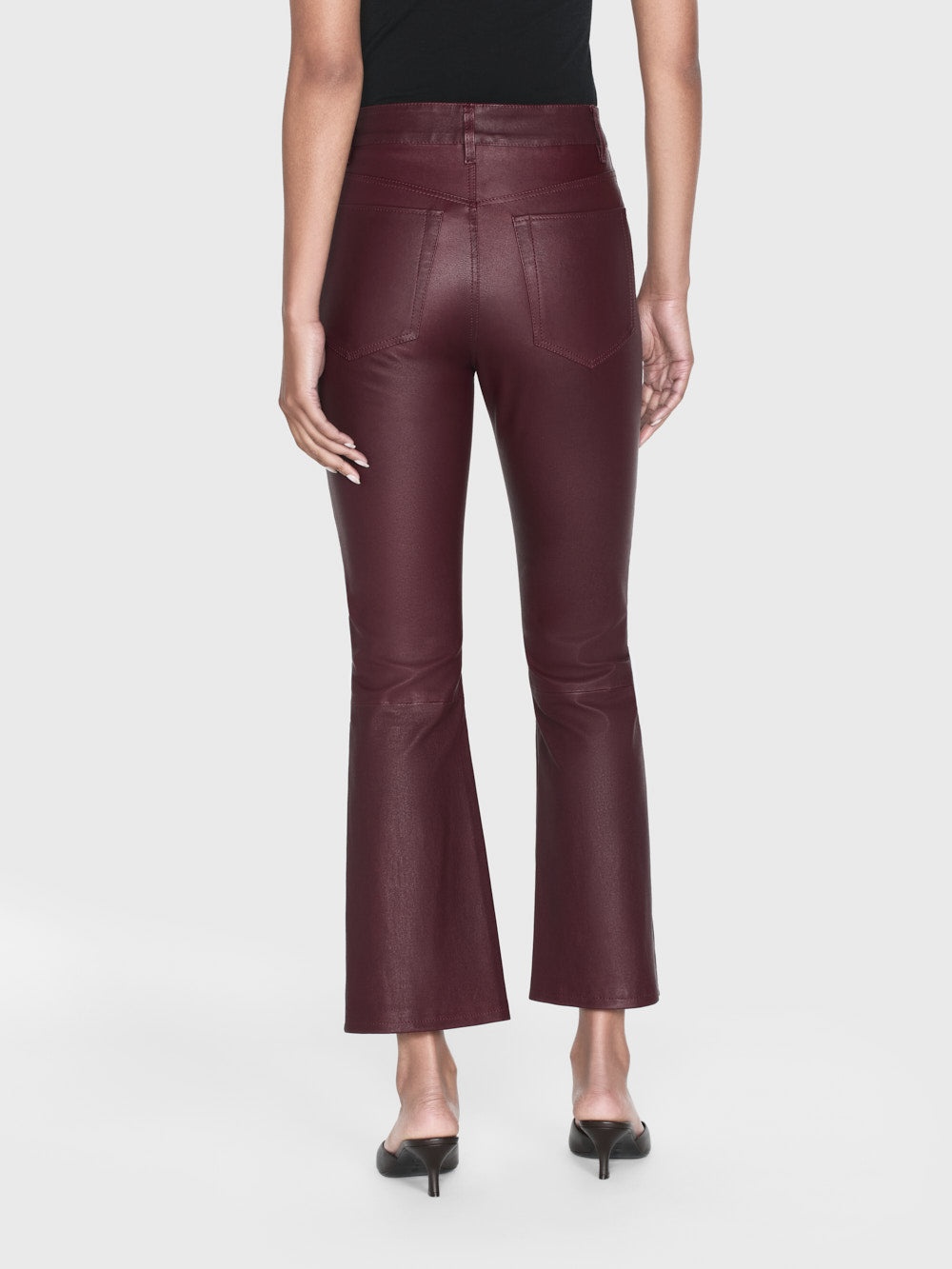 Leather Le Crop Mini Boot in Wine - 7