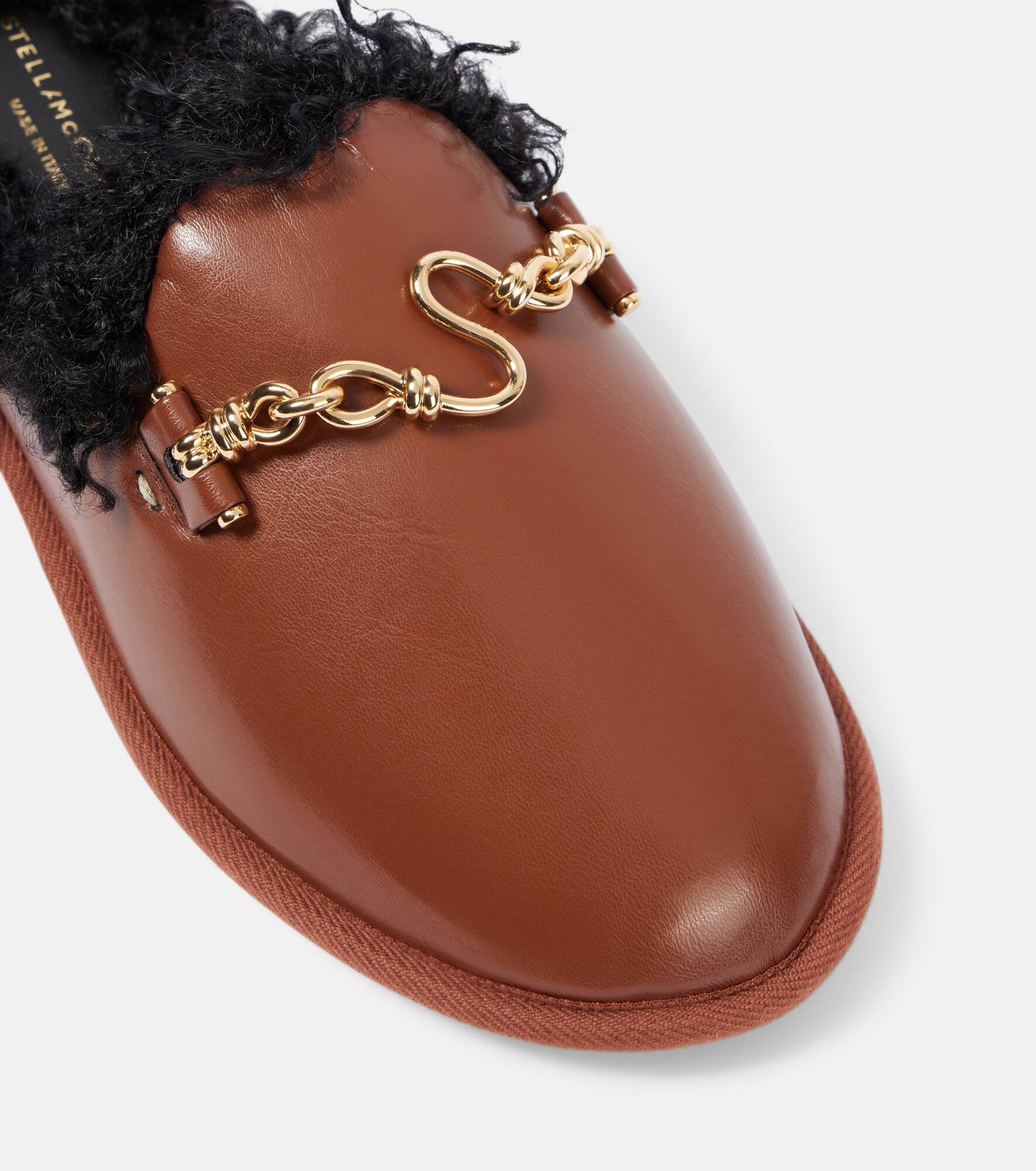 Ryder teddy-trimmed faux leather mules - 5