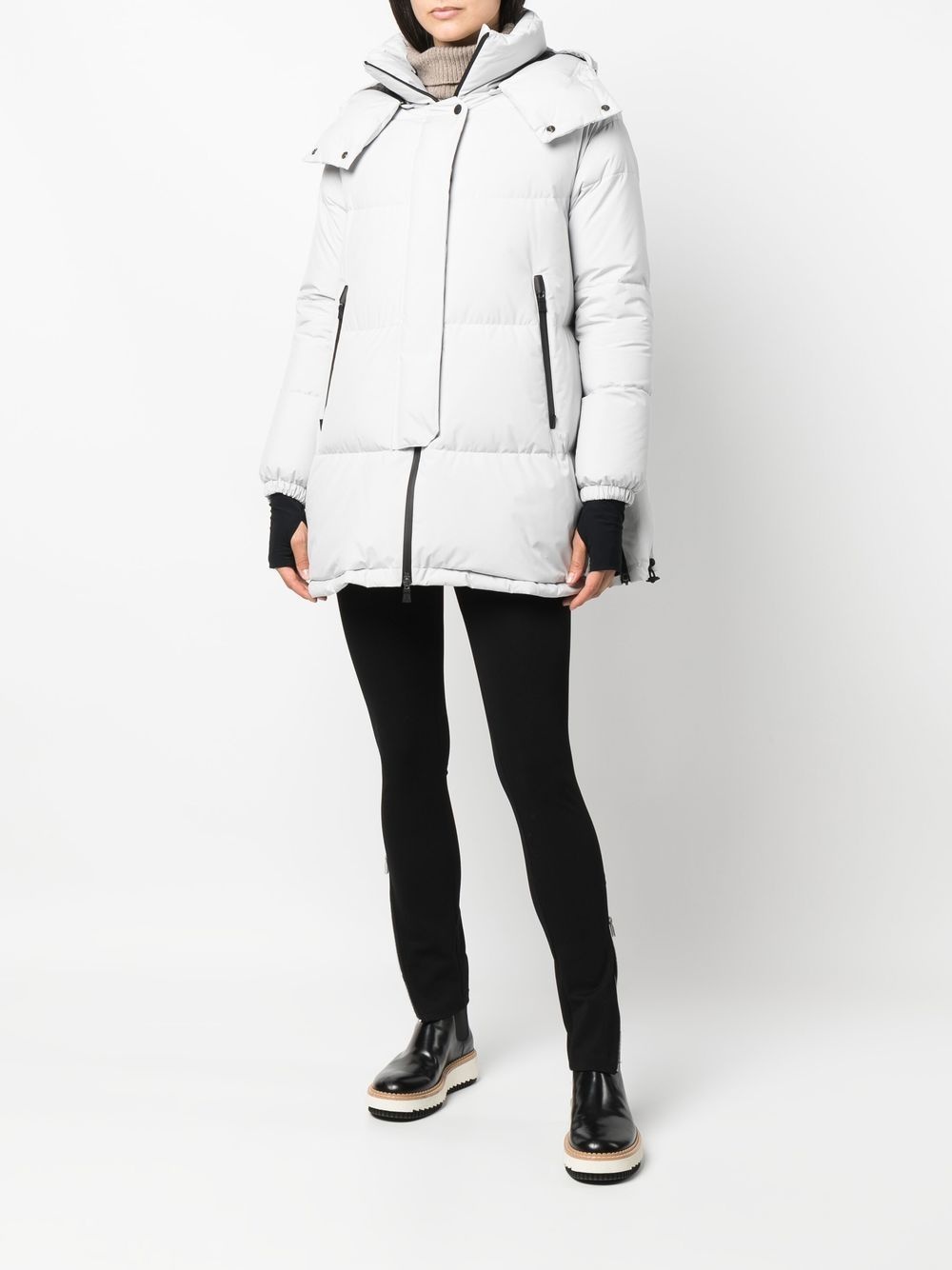 hooded feather-down padded coat - 2