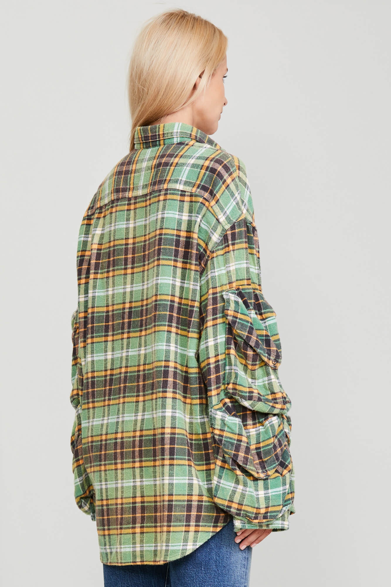 MULTIPOCKET WORKWEAR SHIRT - GREEN PLAID - 4