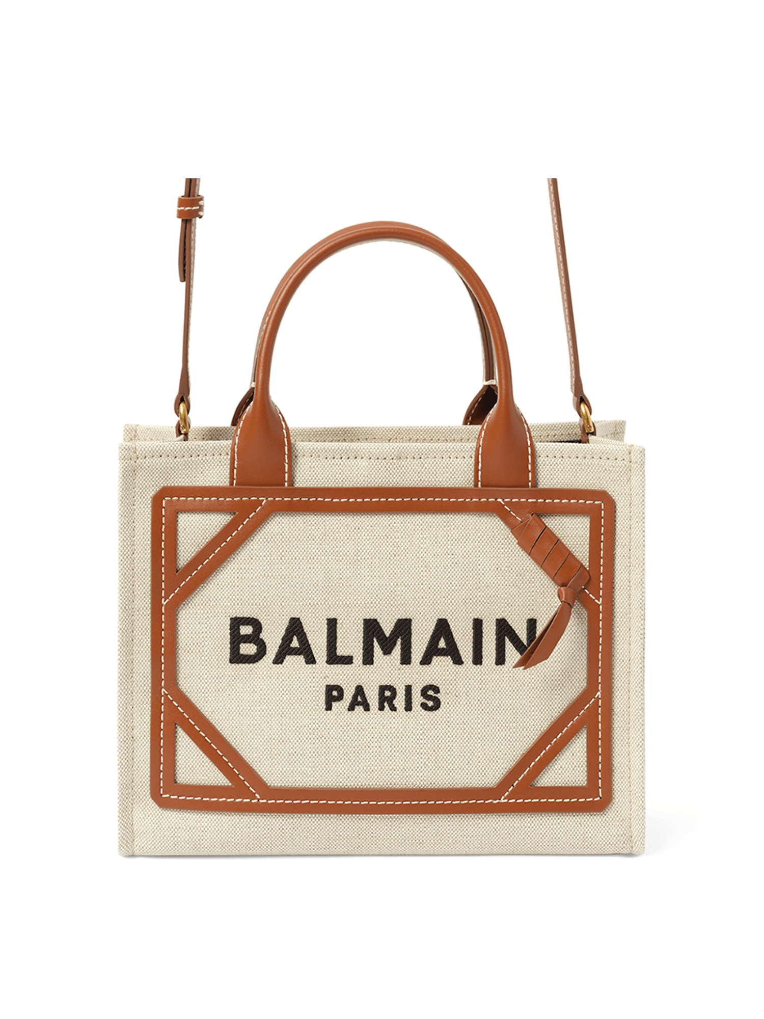 B-Army Small Canvas  Shopper Bag in Natural/Brown - 4