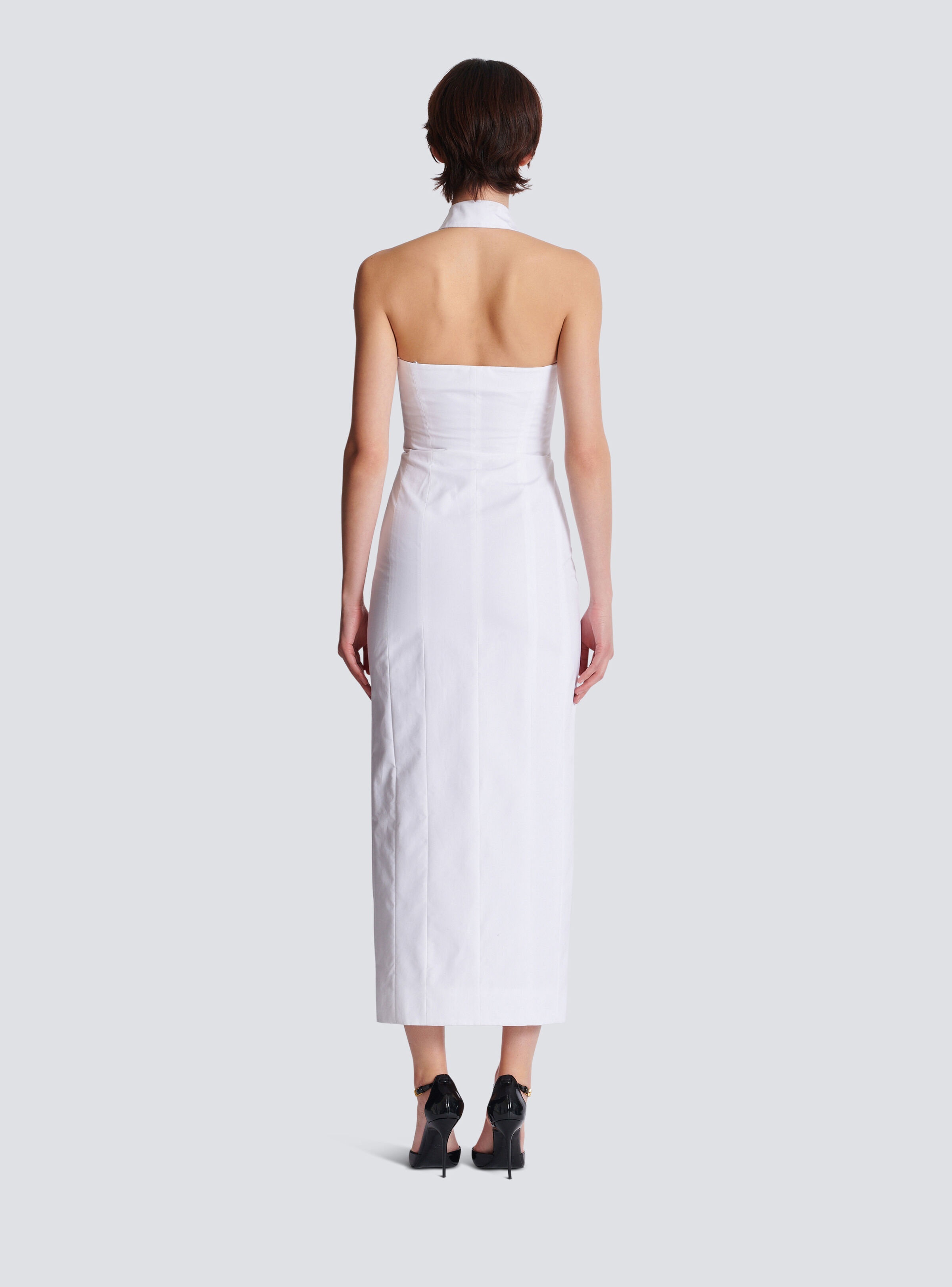 Bodycon backless poplin dress - 4