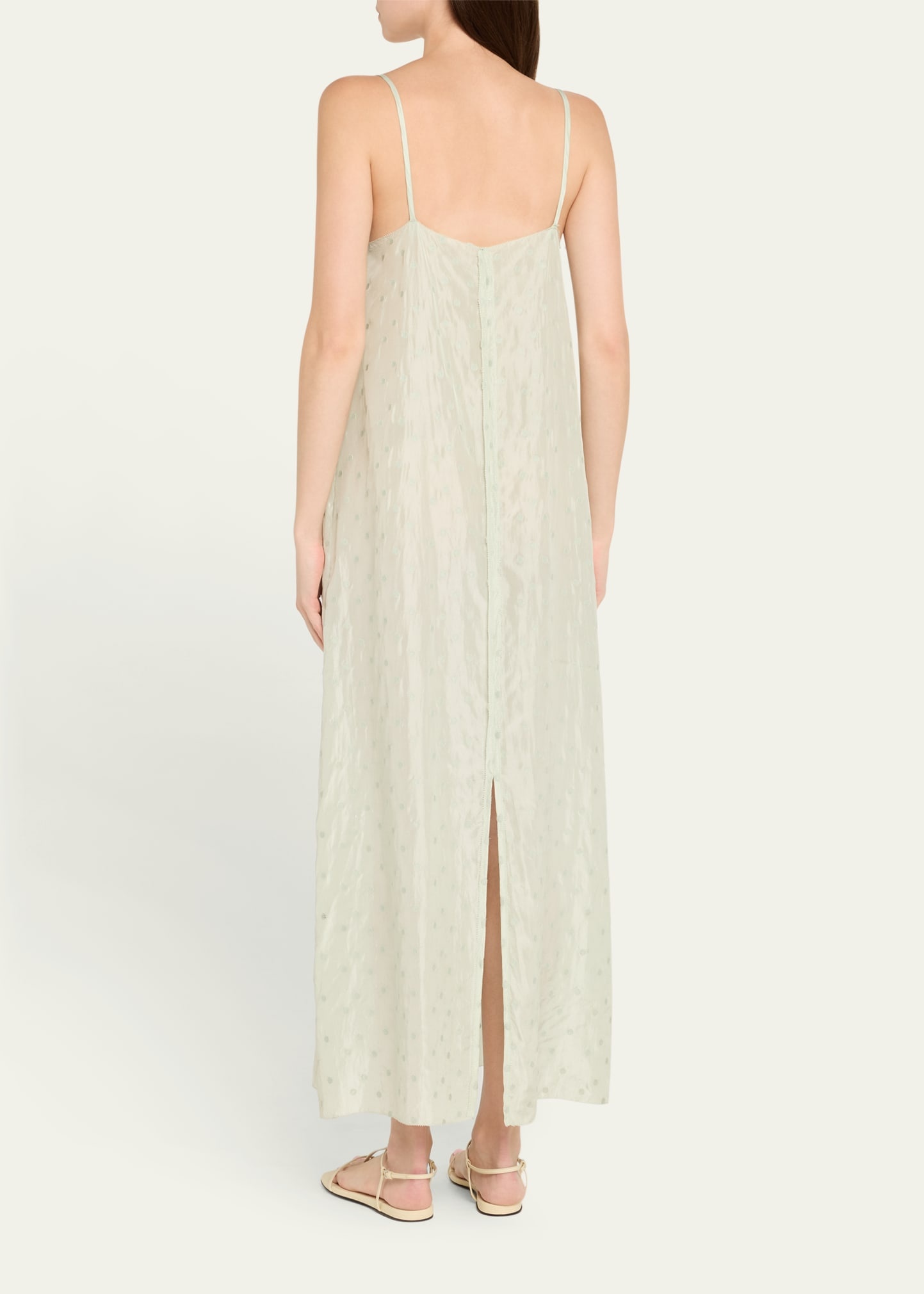 Embroidered Silk Slip Dress - 3