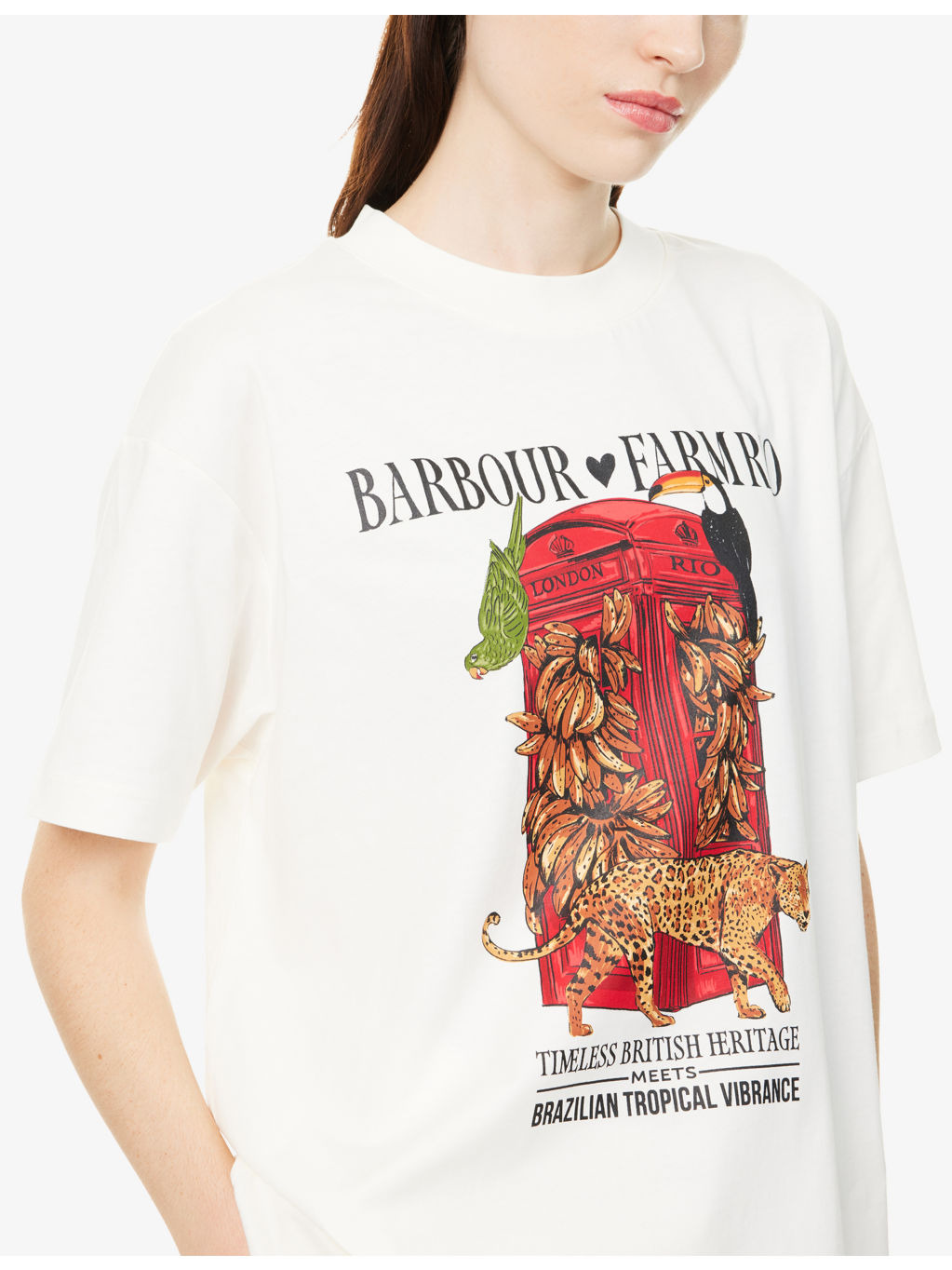 Barbour x FARM Rio Maria Clara Cotton-Jersey T-Shirt - 5