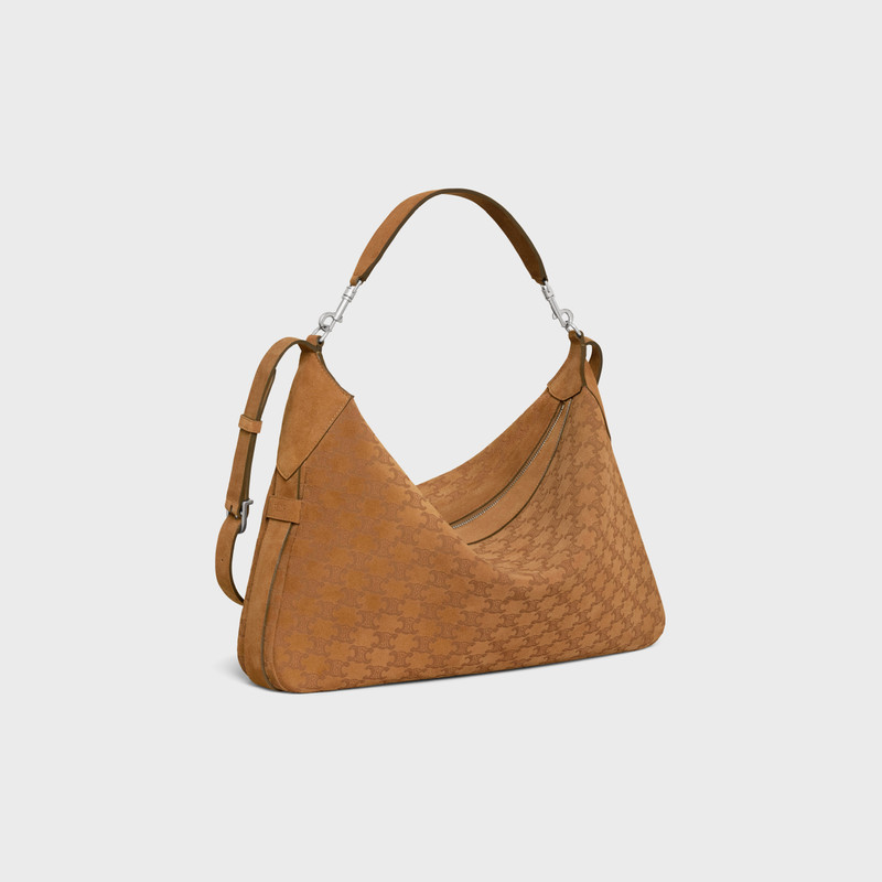 CELINE Large Strap Romy in SUEDE CALFSKIN WITH TRIOMPHE ALL OVER outlook