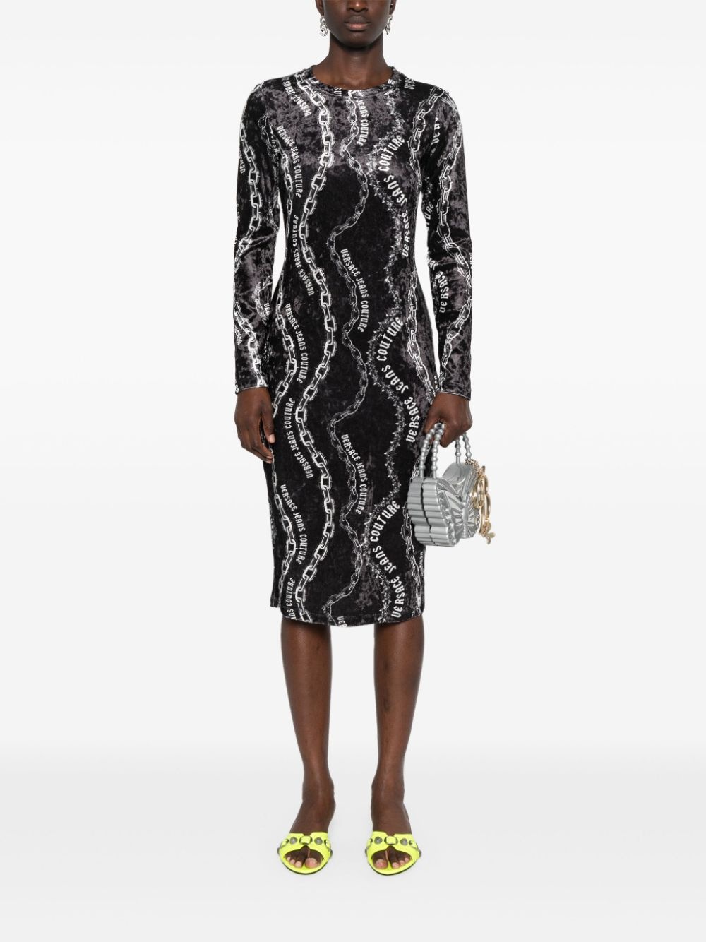 Chain Couture-print midi dress - 2