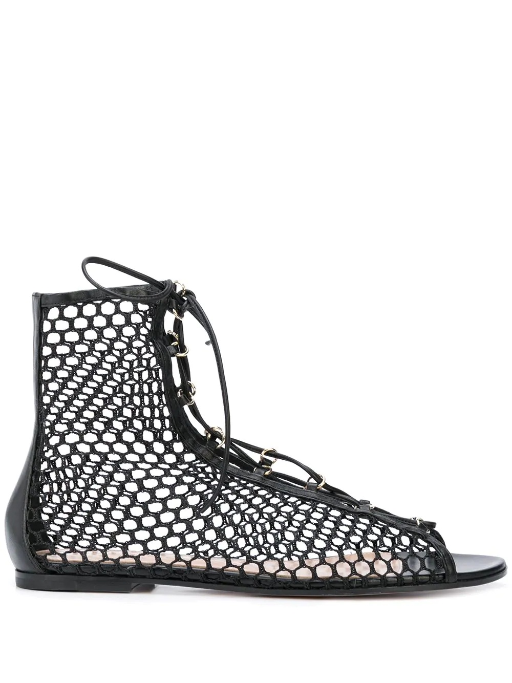 perforated lace-up sandals - 1