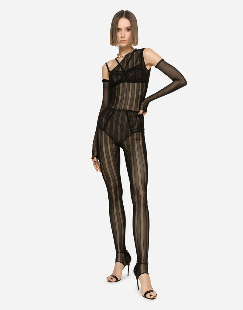 One-shoulder tulle jacquard jumpsuit 1