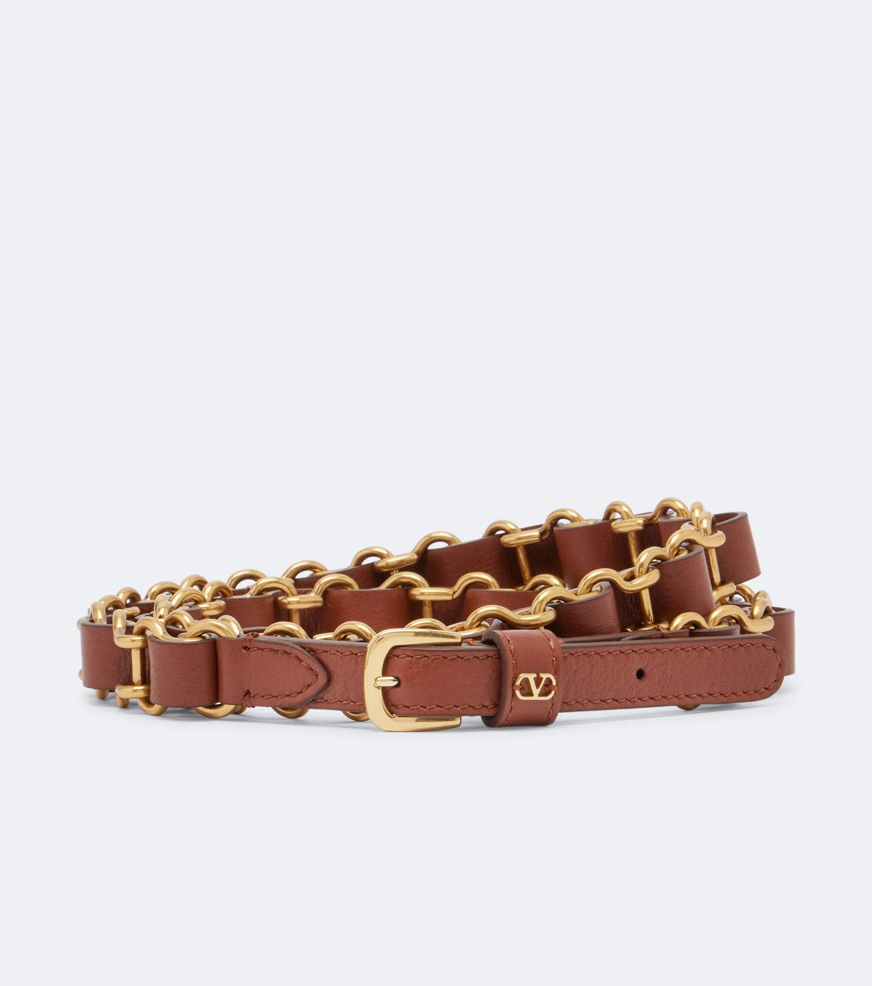 VLogo chain and leather belt - 1
