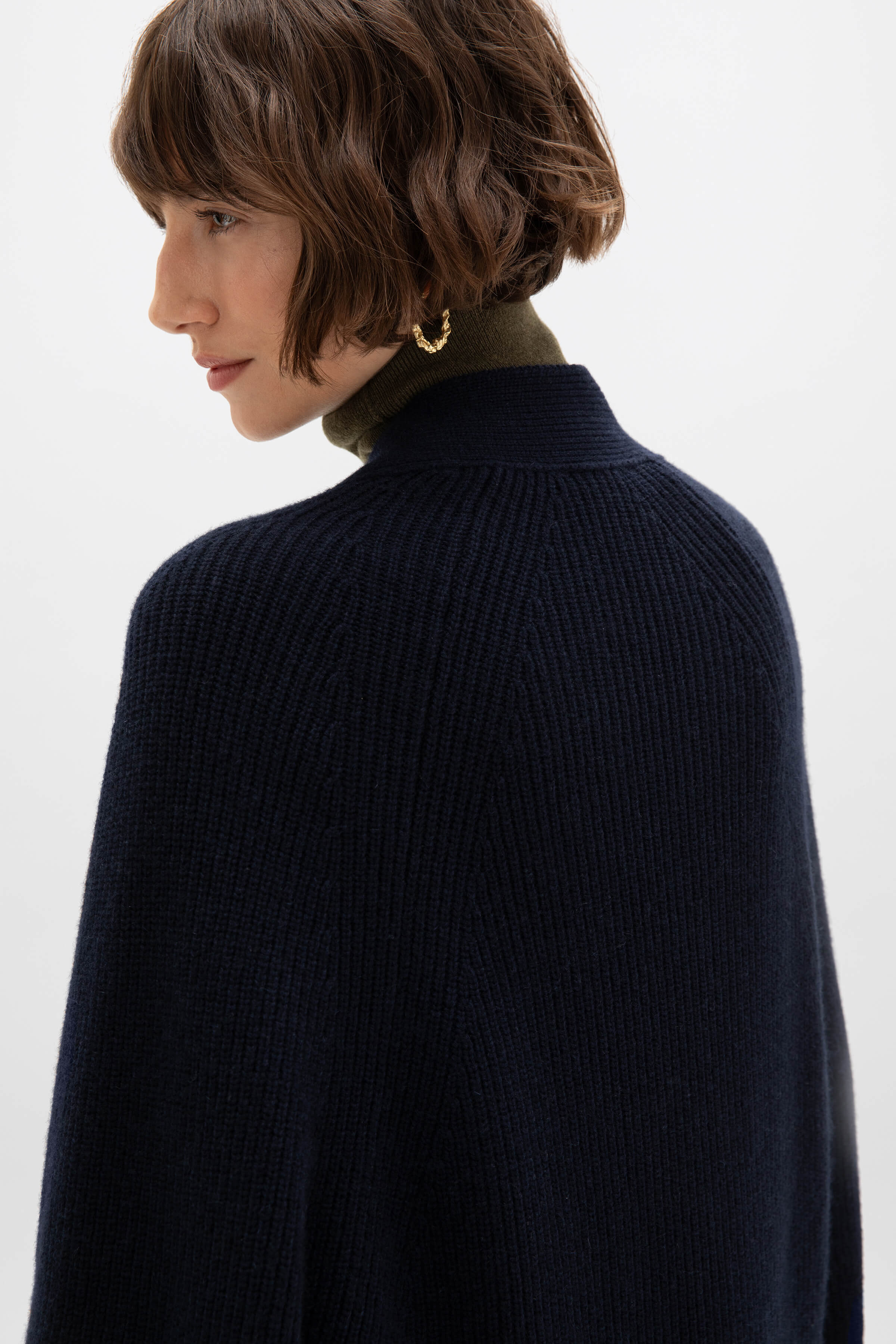 Cashmere Navy Cape Cardigan - 5