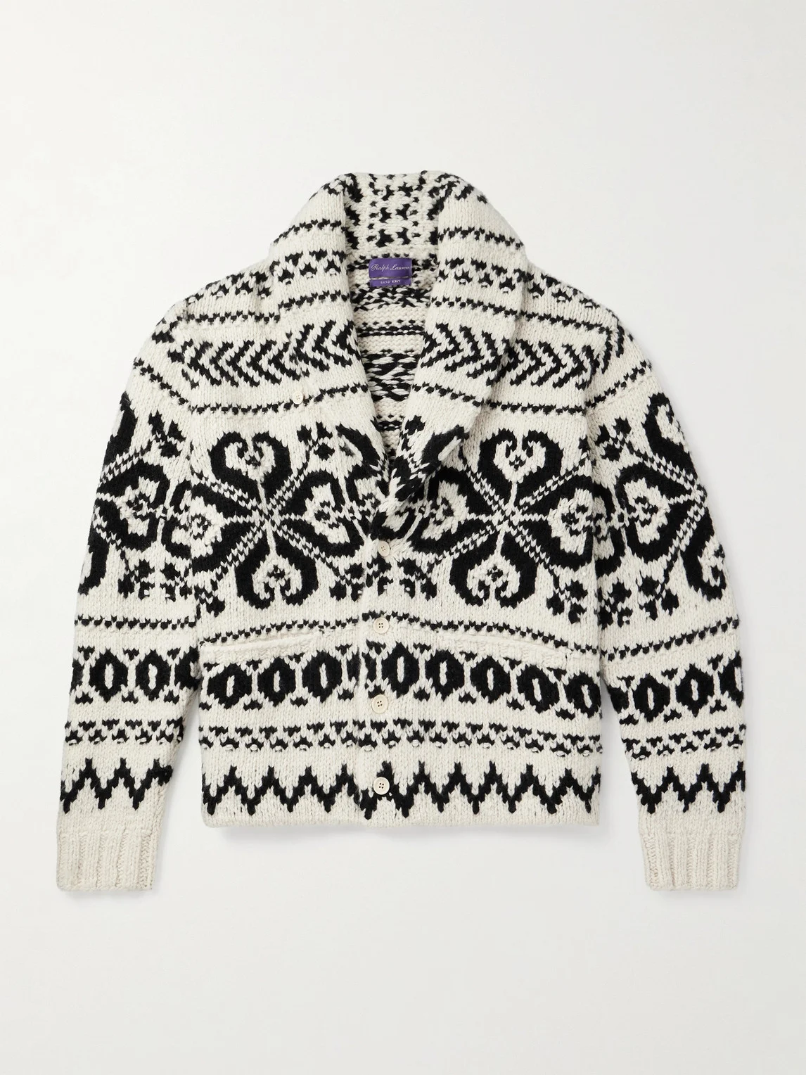 Shawl-Collar Cashmere-Jacquard Cardigan - 1