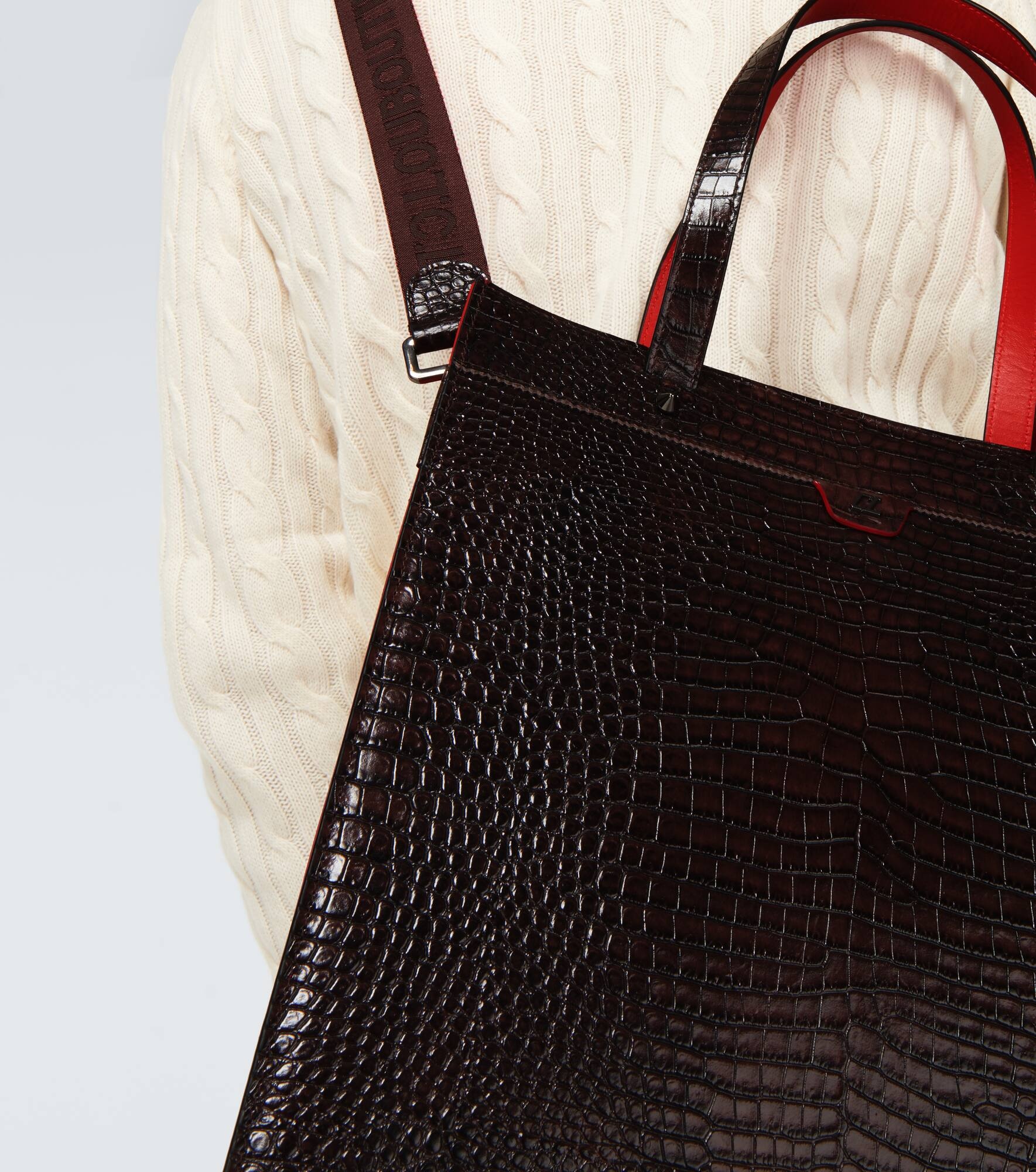 Croc-effect leather tote - 3