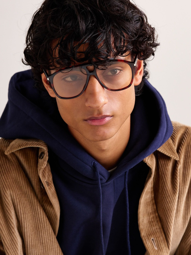 SAINT LAURENT Aviator-Style Tortoiseshell Acetate Sunglasses Tortoiseshell outlook