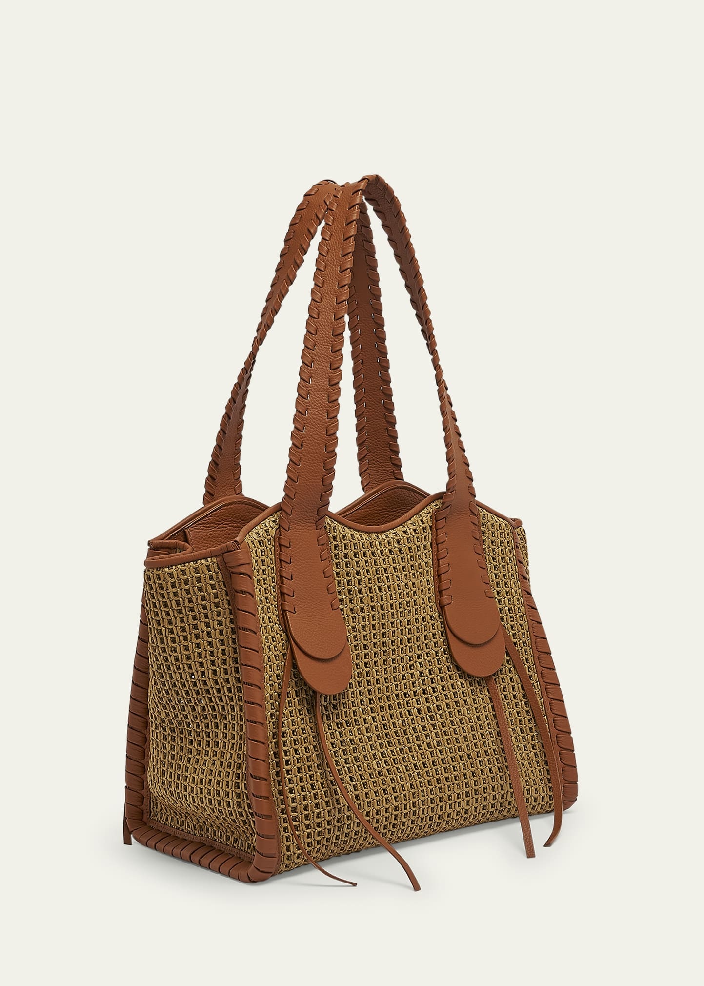 Monty Tote Bag in Raffia and Calfskin Leather - 3
