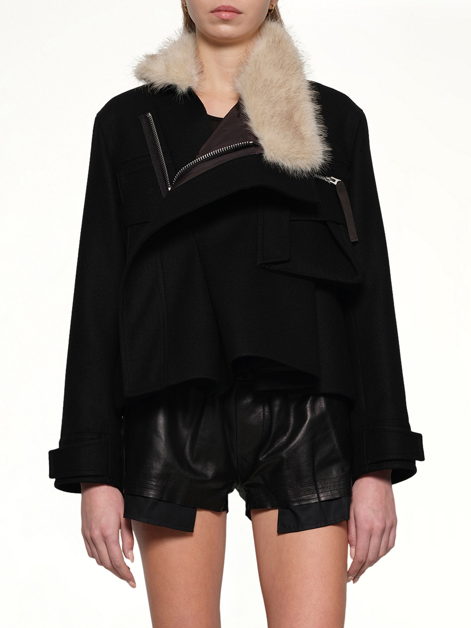 Wool Melton Blouson in Black - 6