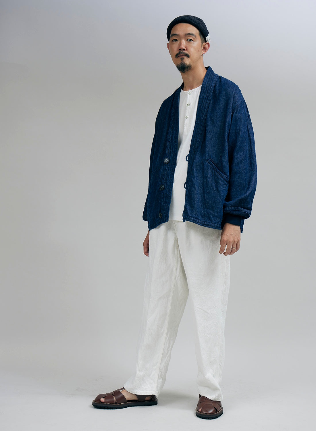 M43 Type Work Jacket Hemp Denim in Indigo - 2