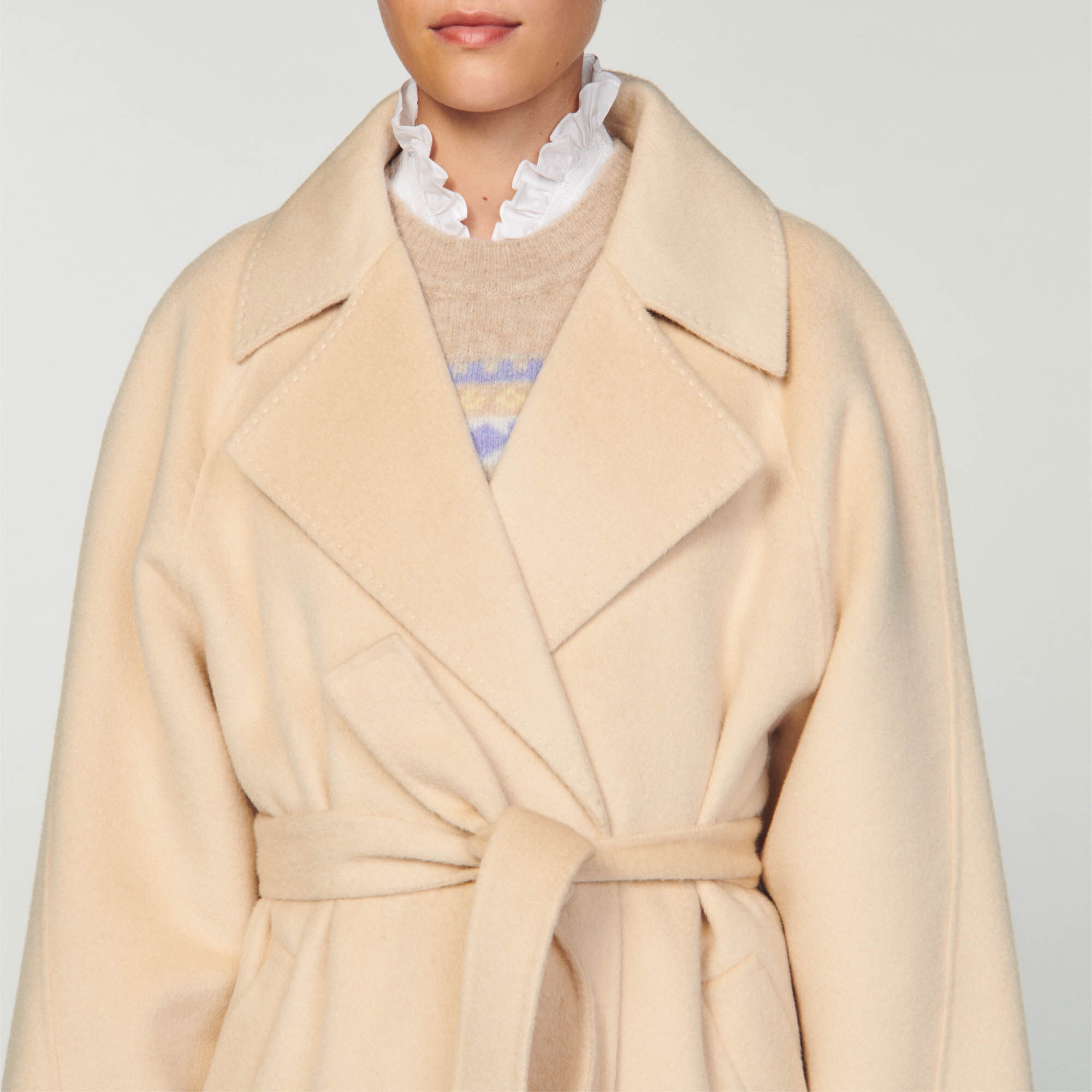 DOUBLE-BREASTED WOOL TRENCH COAT - 4