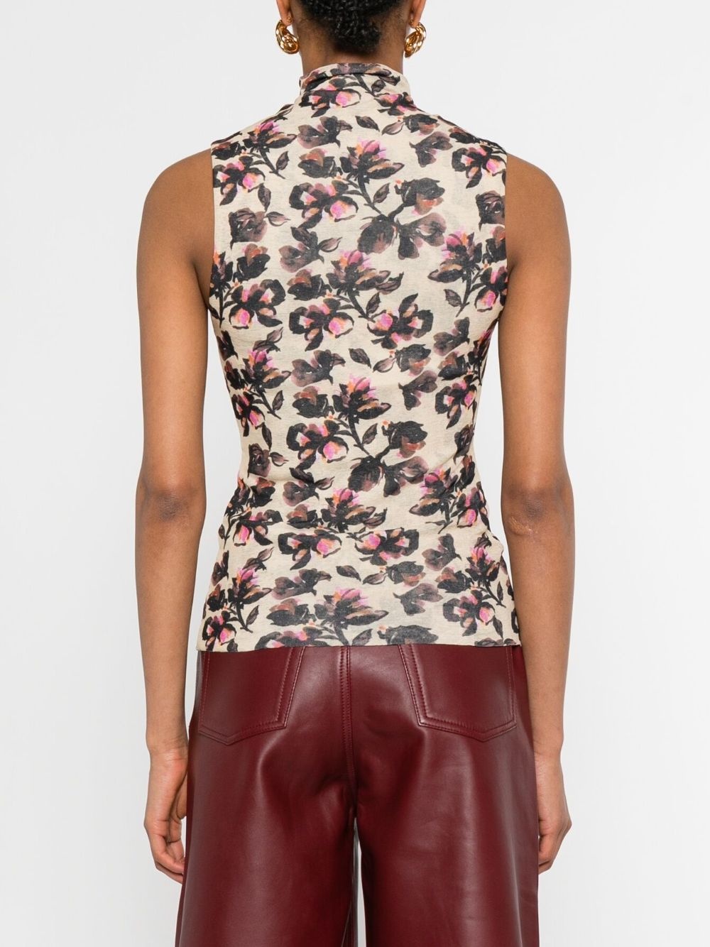 floral-print turtleneck top - 4