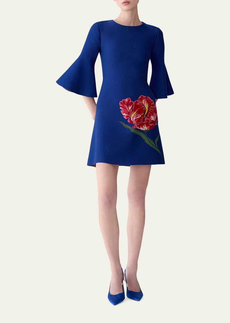 CAROLINA HERRERA Tulip Bell-Sleeve Mini Dress outlook