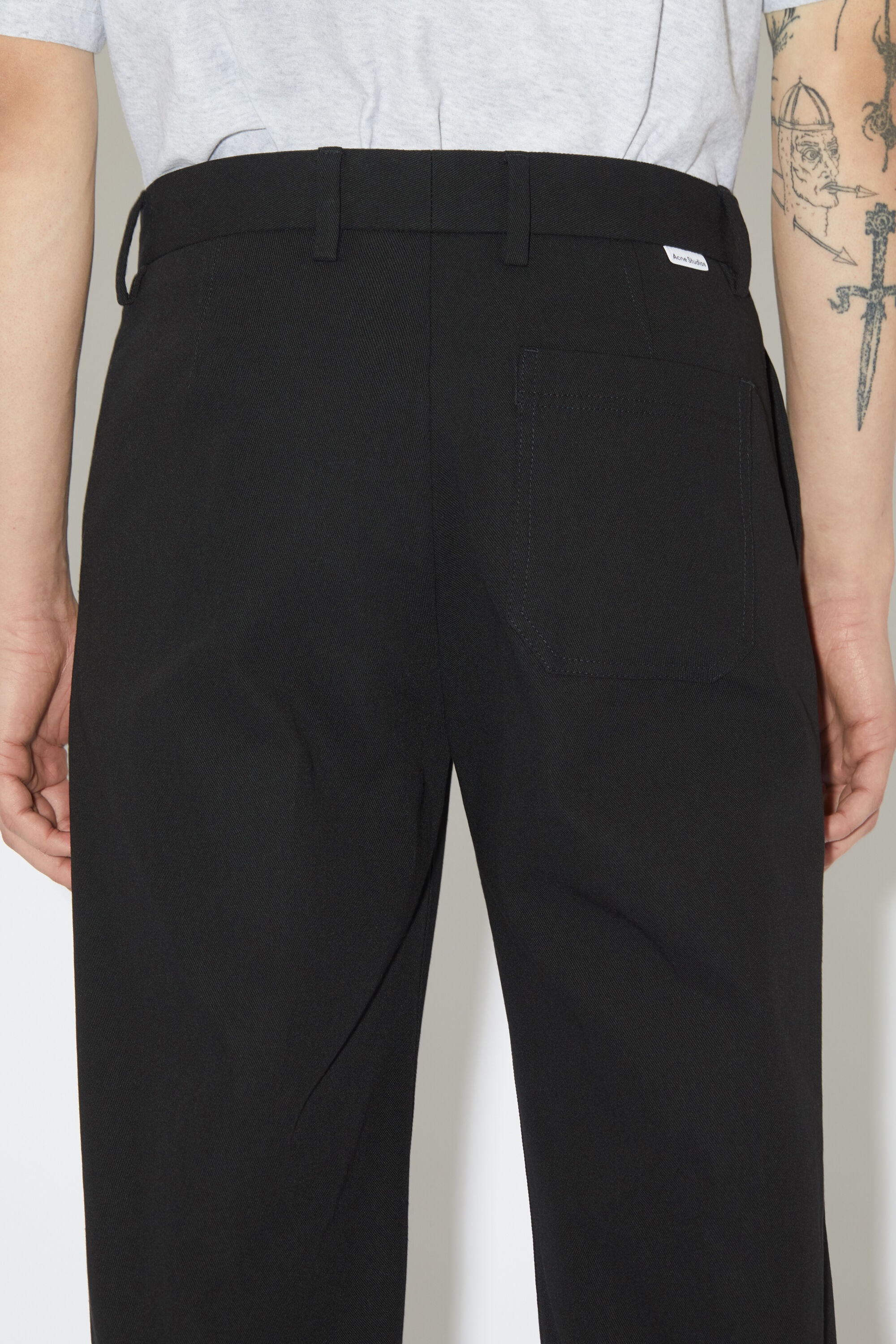 Twill cotton-blend trousers - Black - 5