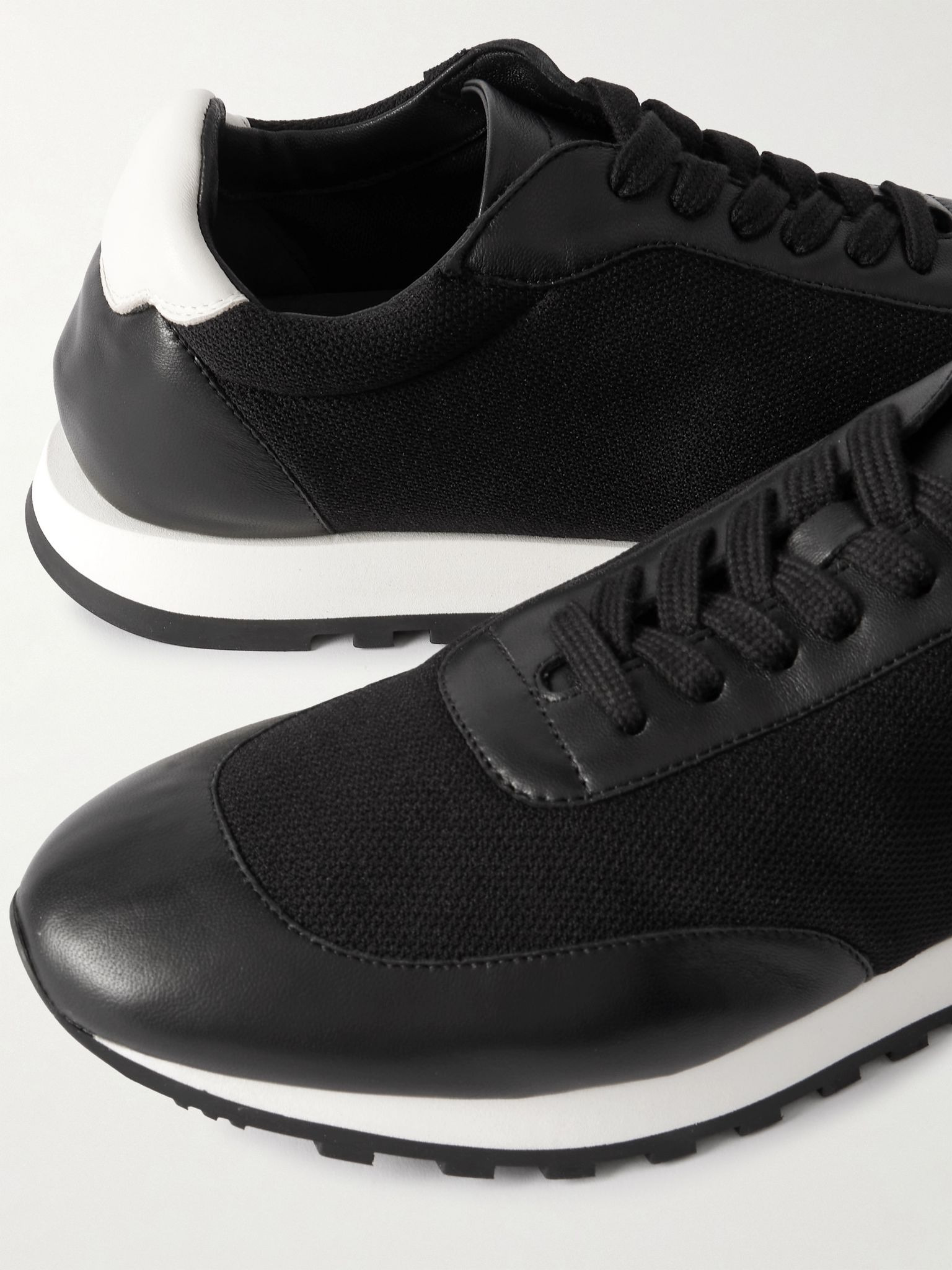 Owen Runner leather and mesh sneakers Black - 4
