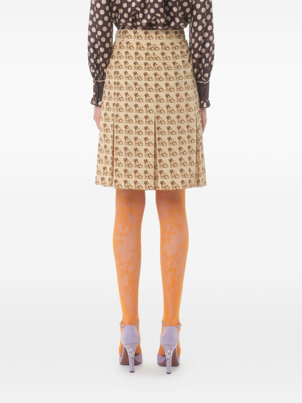 pleated dog-print mini skirt - 5
