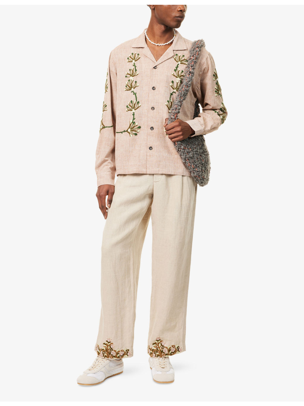 Embroidered-Motif Notched-Collar Cotton Shirt - 2