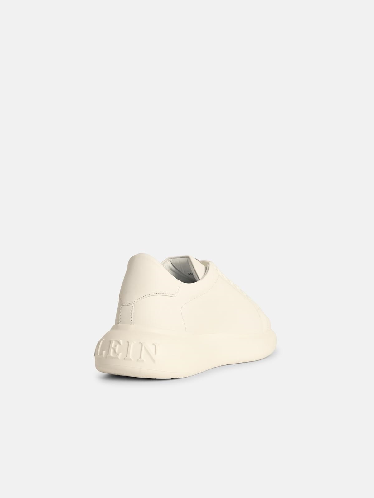 'LOW TOP NEW BASIC HEXAGON' WHITE LEATHER SNEAKERS - 3