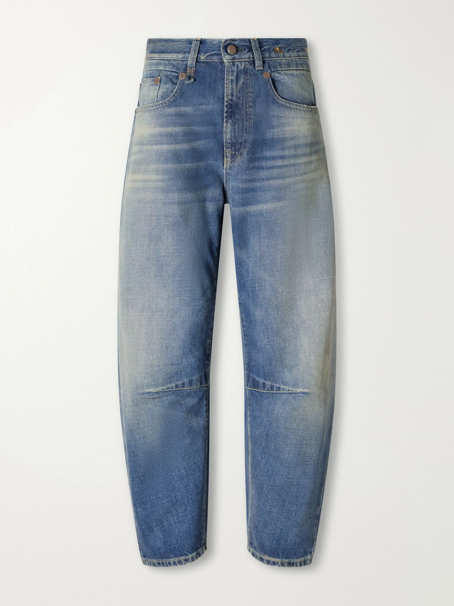 Articulated Knee X-BF sculpted mid-rise barrel-leg jeans Blue - 1