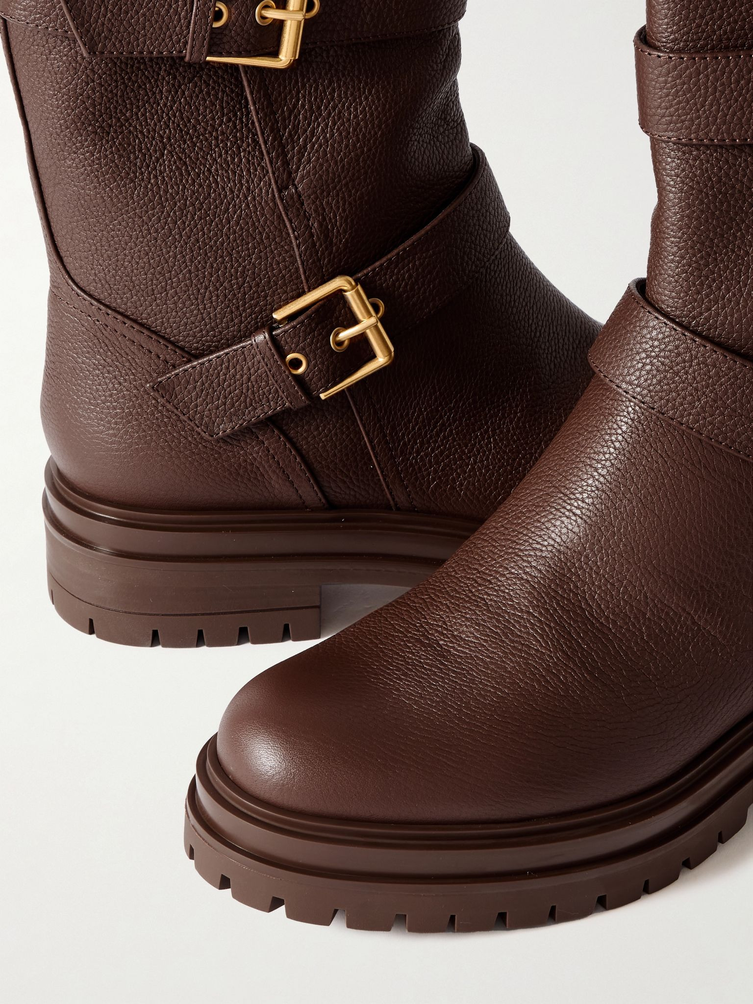Thiago Flair buckled textured-leather boots Brown - 4